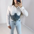 Jean Detaylı Crop Gömlek