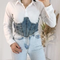 Jean Detaylı Crop Gömlek