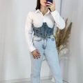Jean Detaylı Crop Gömlek