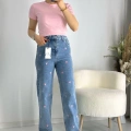 Kalp Nakışlı straight jean