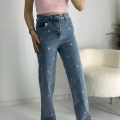 Kalp Nakışlı straight jean