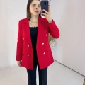 Kırmızı Blazer Ceket Takım