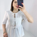 Önden Bağlamalı Beyaz Gömlek