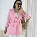 Pembe Bel Bağlamalı Ceket