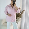 Pembe Pul Detay çizgili Gömlek