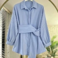 Sabit Kuşaklı Gömlek Tunik Mavi