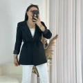 Siyah Bel Bağlamalı Ceket