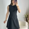 Siyah Önü Büzgülü Elbise