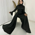 Siyah Uzun Saten Elbise