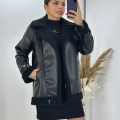 Suni Deri Kürklü Biker Mont