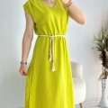 Yeşil Kemerli Midi Boy Elbise