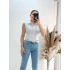 Beyaz Sıfır Kol Beli Gipe Lastikli Korseli Poplin Gömlek