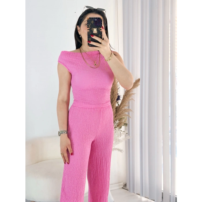 Pembe Kayık Yaka Bürümcük Takım