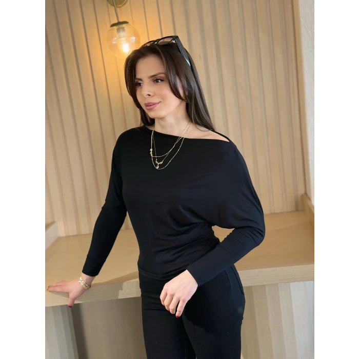 Siyah Kayık Yaka Oysho Kumaş Bady