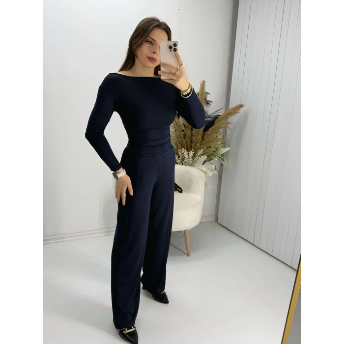 Oysho Uzun Kollu Bady Pantolon Takım Lacivert
