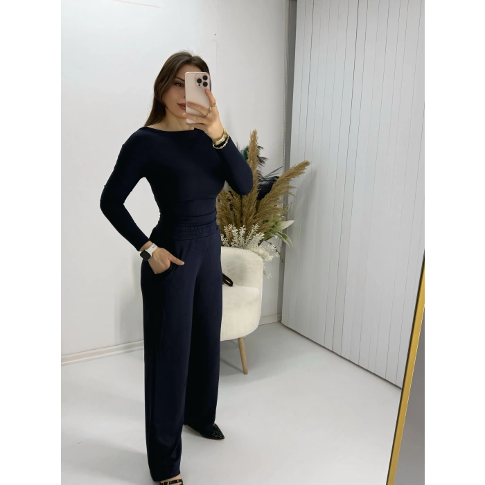 Oysho Uzun Kollu Bady Pantolon Takım Lacivert