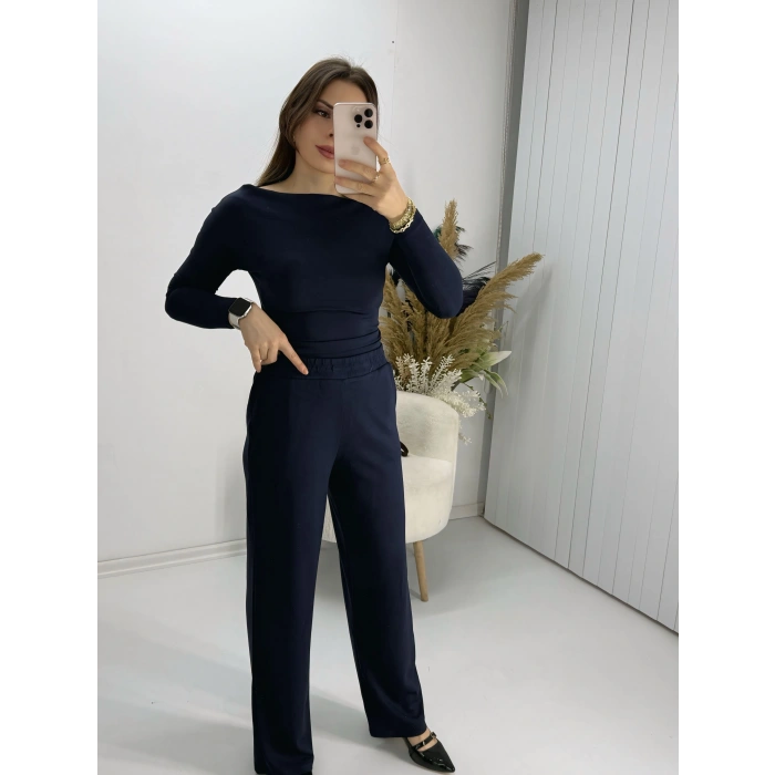 Oysho Uzun Kollu Bady Pantolon Takım Lacivert