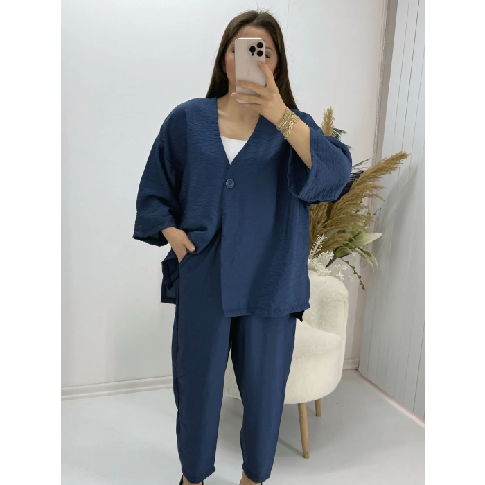 Tek Düğmeli Tensel Takım İndigo