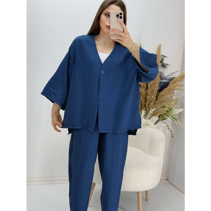 Tek Düğmeli Tensel Takım İndigo