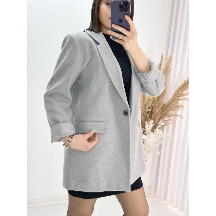 Açık Gri Oversize Ceket