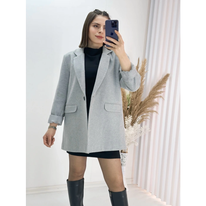 Açık Gri Oversize Ceket