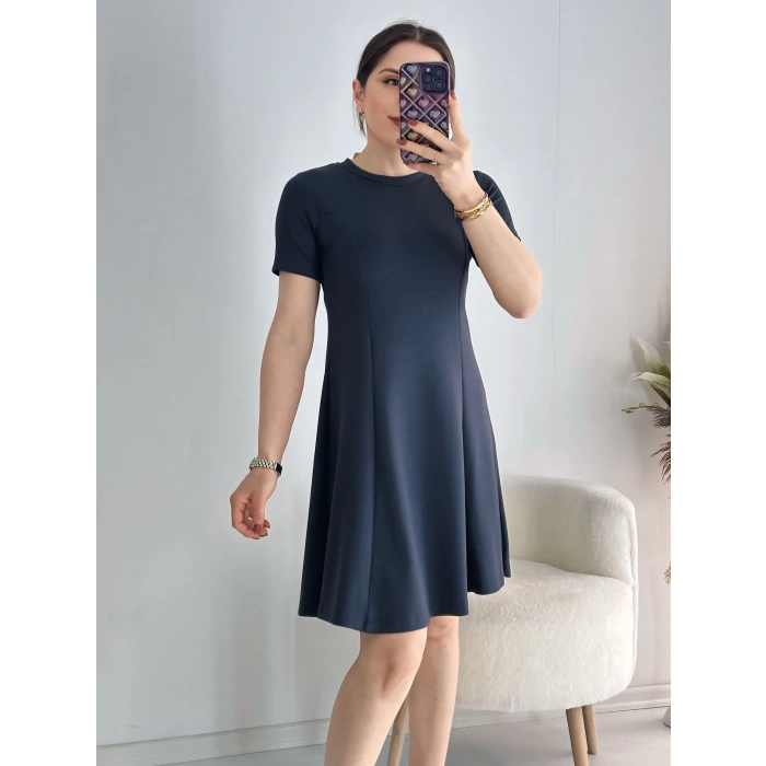 Antrasit Trend Midi Elbise