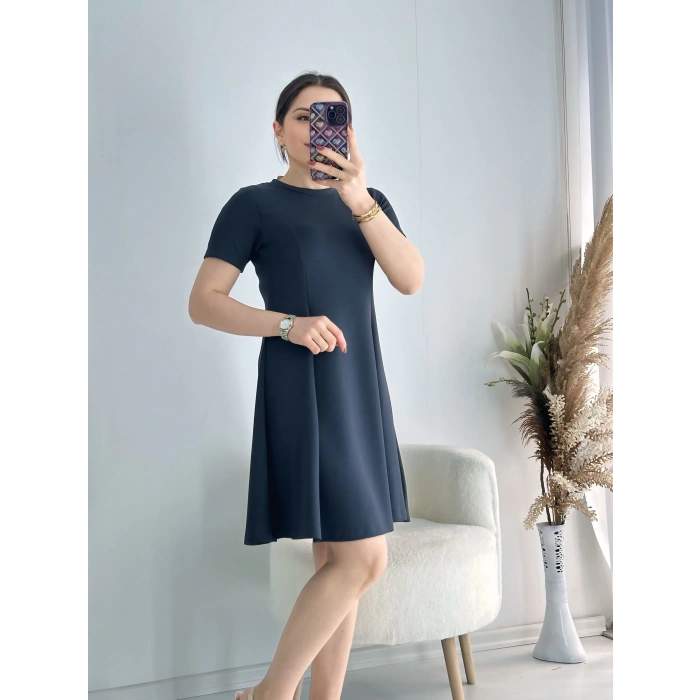 Antrasit Trend Midi Elbise