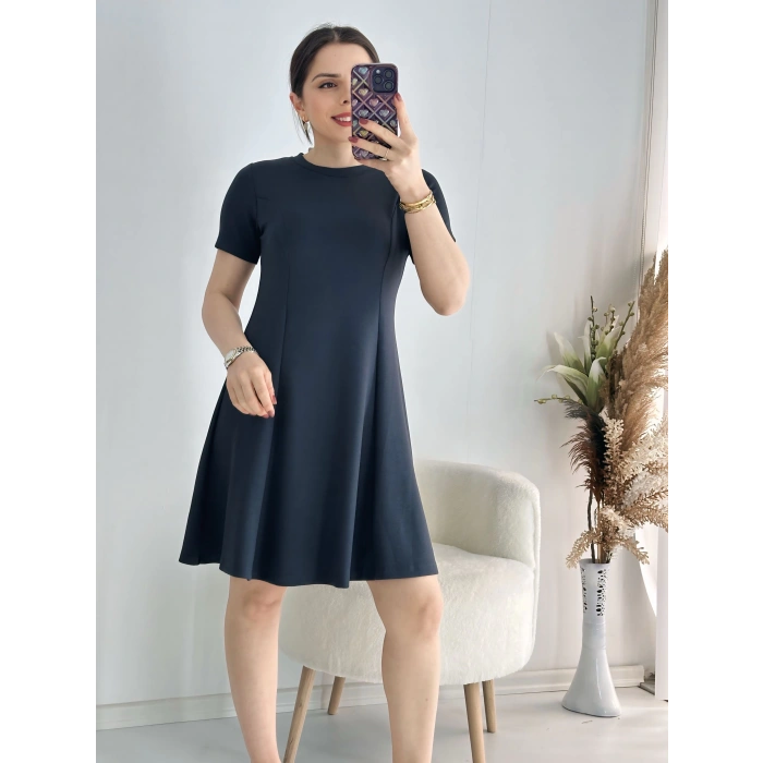 Antrasit Trend Midi Elbise