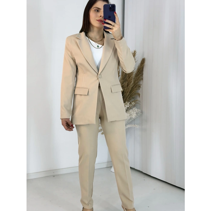 Bej Blazer Ceket Takım