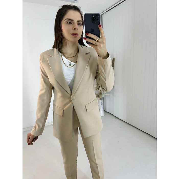 Bej Blazer Ceket Takım