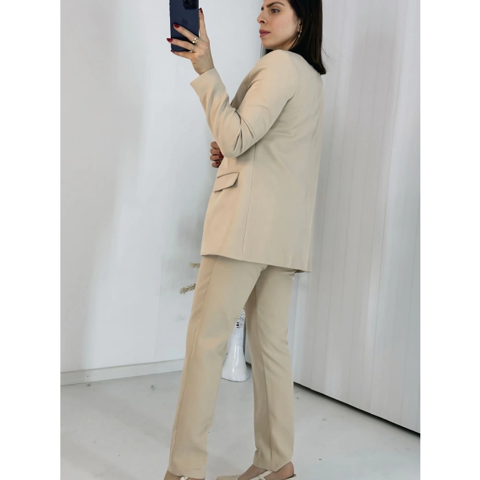 Bej Blazer Ceket Takım