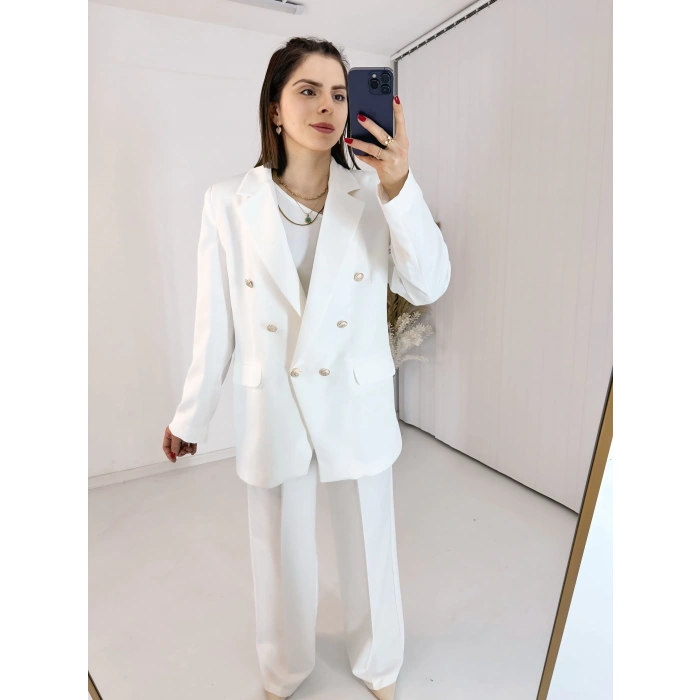 Beyaz Blazer Ceket Takım