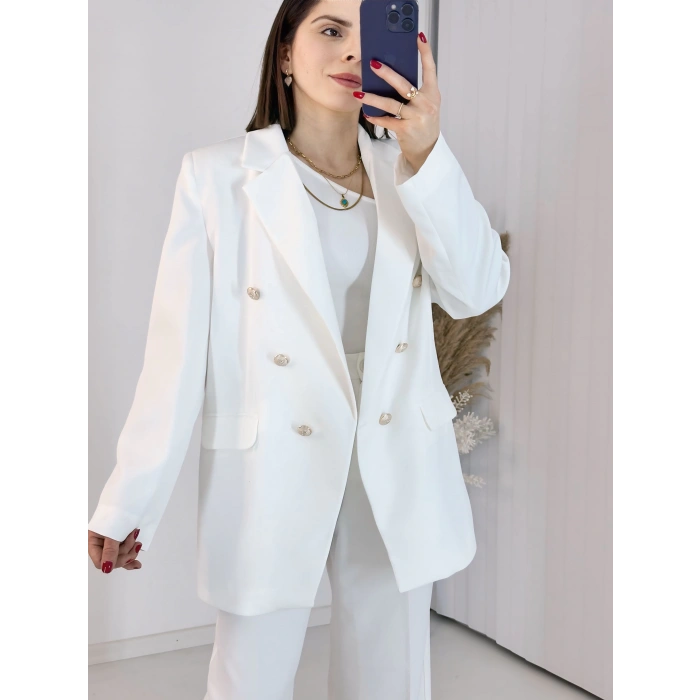 Beyaz Blazer Ceket Takım