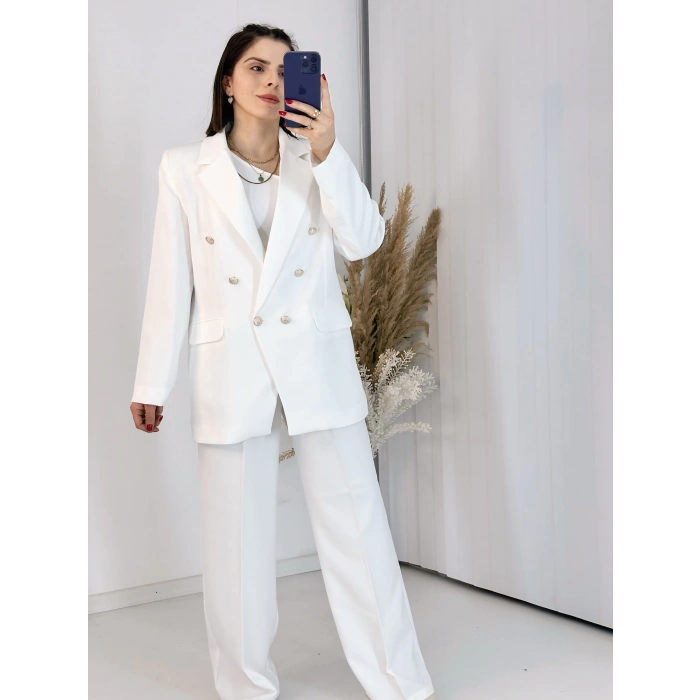 Beyaz Blazer Ceket Takım