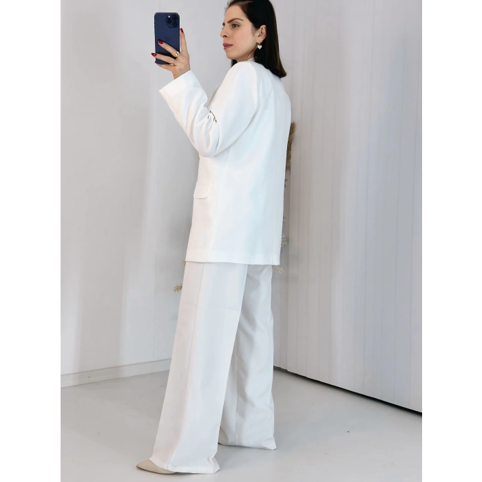 Beyaz Blazer Ceket Takım