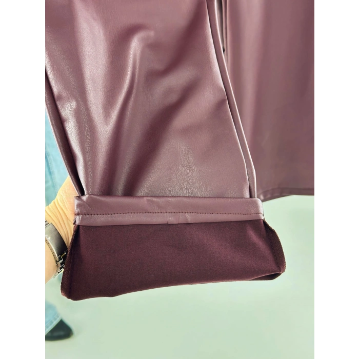 Bordo Deri Pantolon