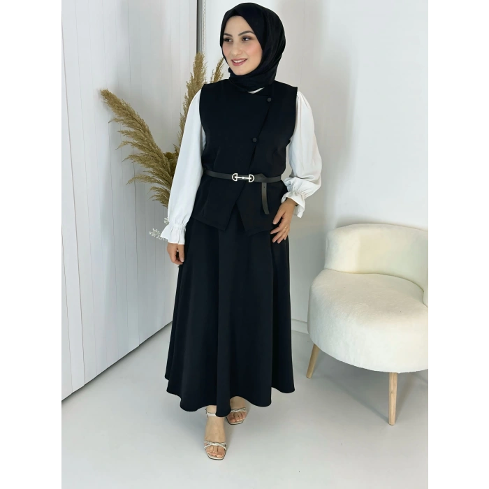 Etekli Yelek Takım Siyah