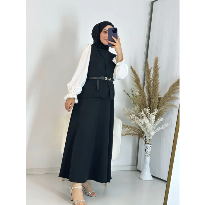 Etekli Yelek Takım Siyah