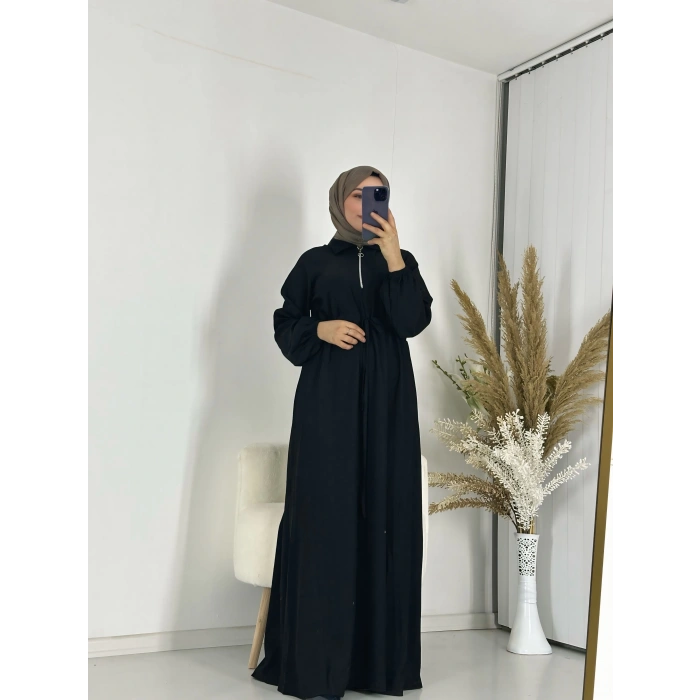 Fermuarlı Elbise Siyah
