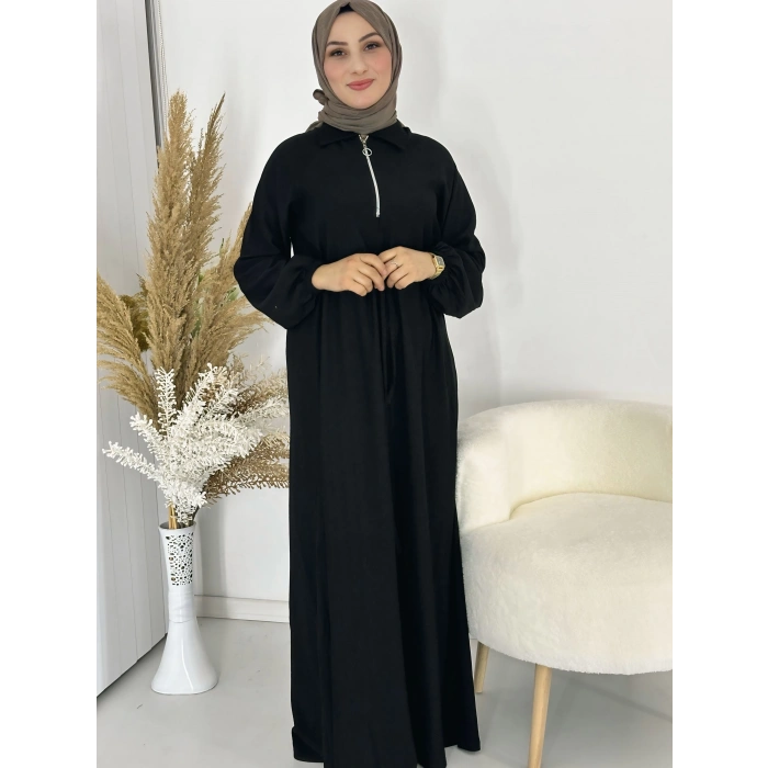 Fermuarlı Elbise Siyah