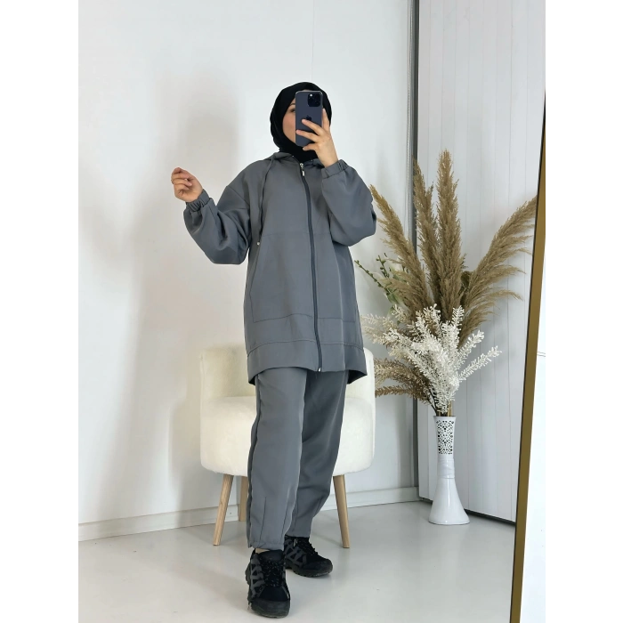 Fermuarlı İkili Takım Antrasit