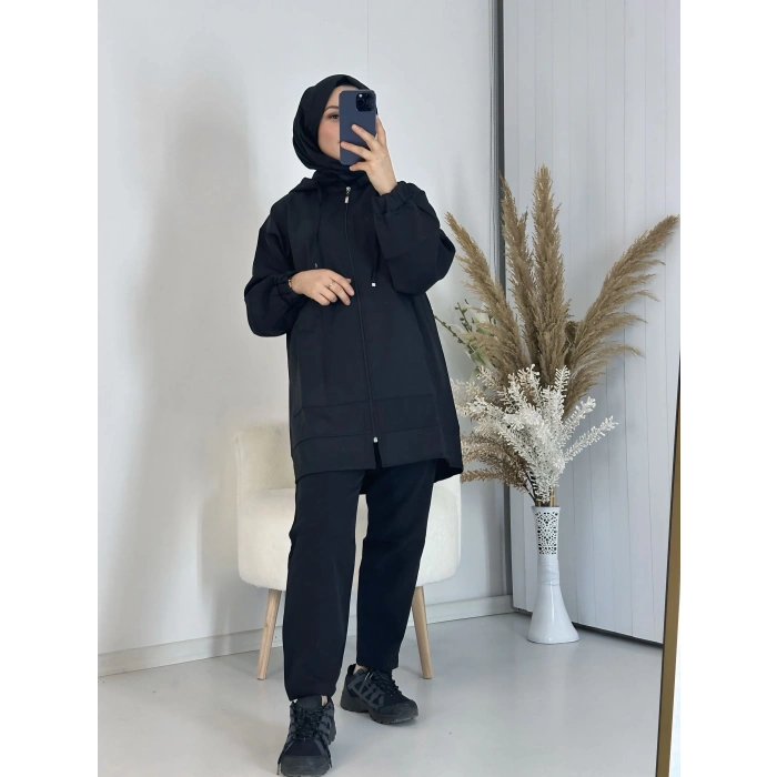 Fermuarlı İkili Takım Siyah