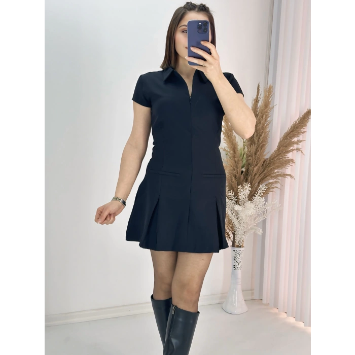 Fermuarlı Mini Elbise