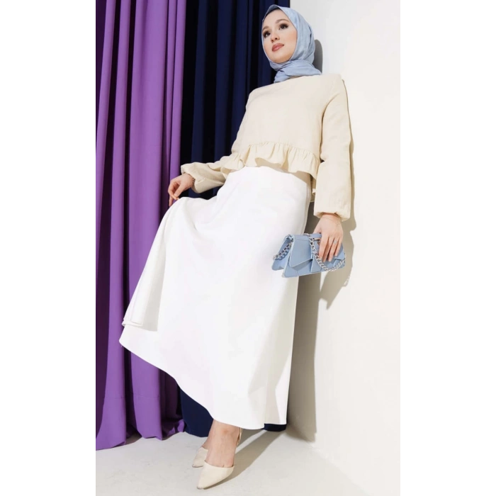 Fırfırlı Müslin Bluz Bej