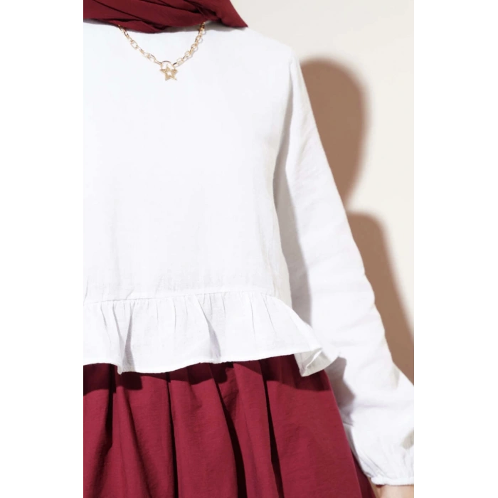 Fırfırlı Müslin Bluz Beyaz