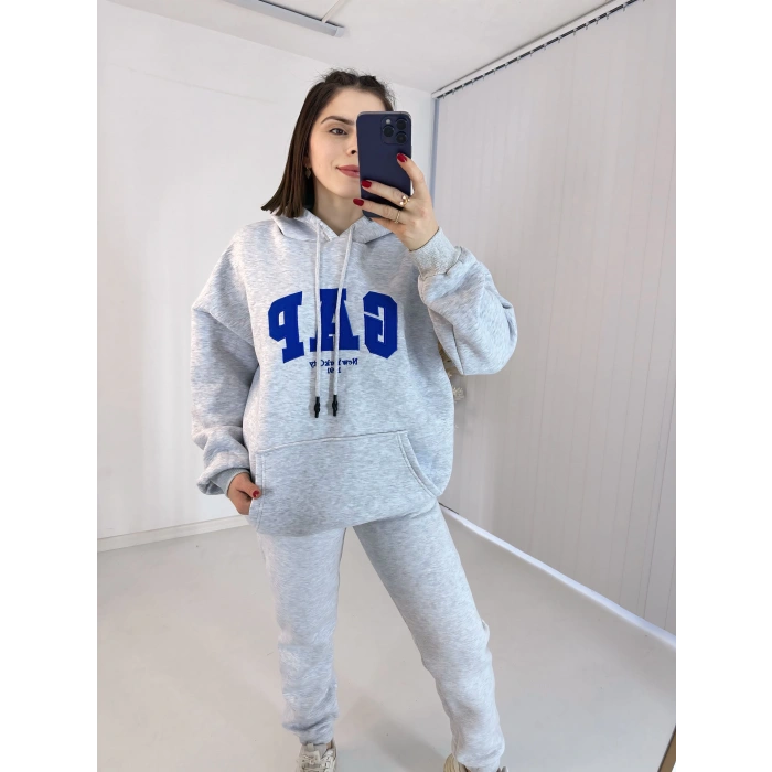 Gap Kapşonlu Gri Üç İplik Sweat Takım