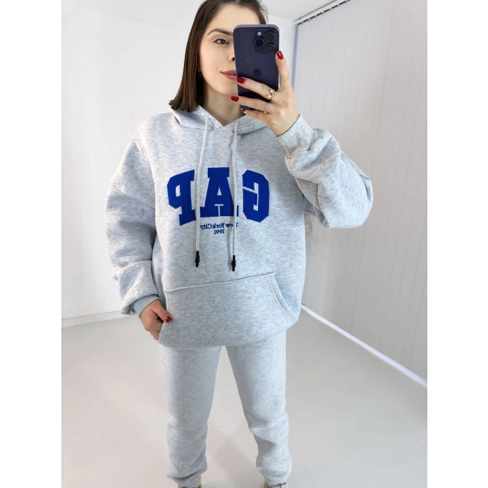 Gap Kapşonlu Gri Üç İplik Sweat Takım