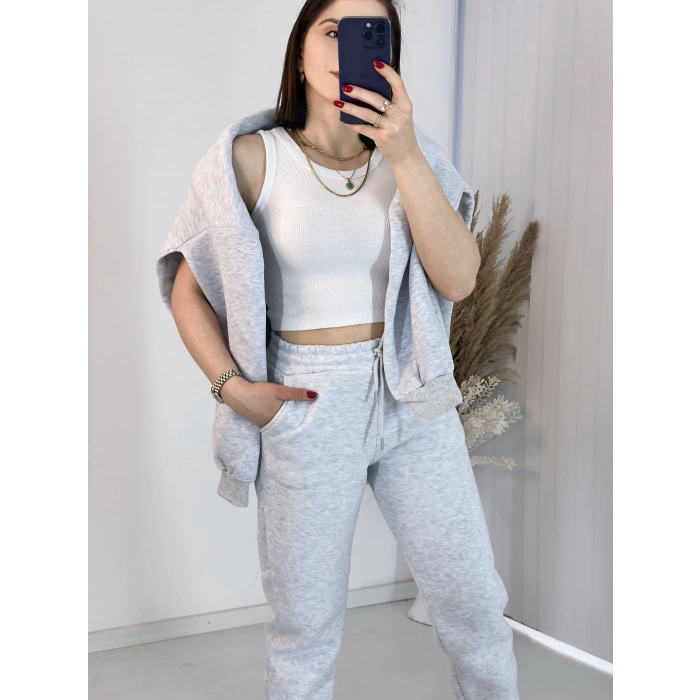 Gap Kapşonlu Gri Üç İplik Sweat Takım