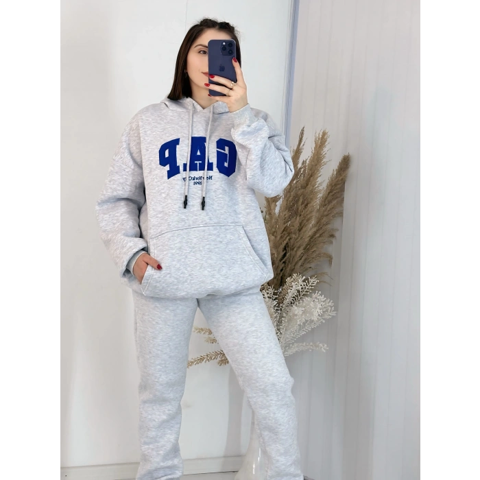 Gap Kapşonlu Gri Üç İplik Sweat Takım