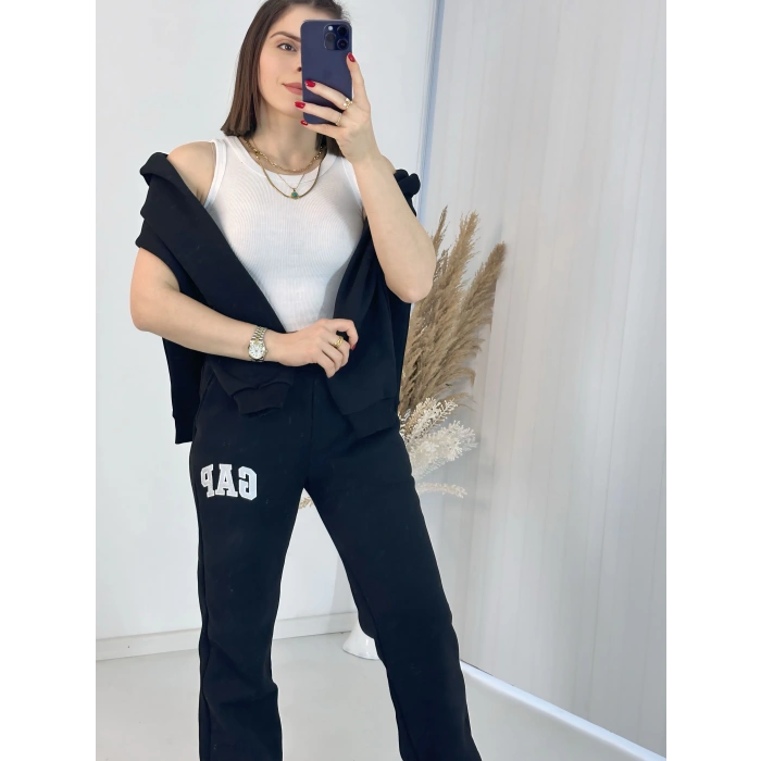 Gap Kapşonlu Siyah Üç İplik Sweat Takım